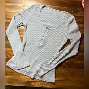 Waffle Knit Henley long sleeve
